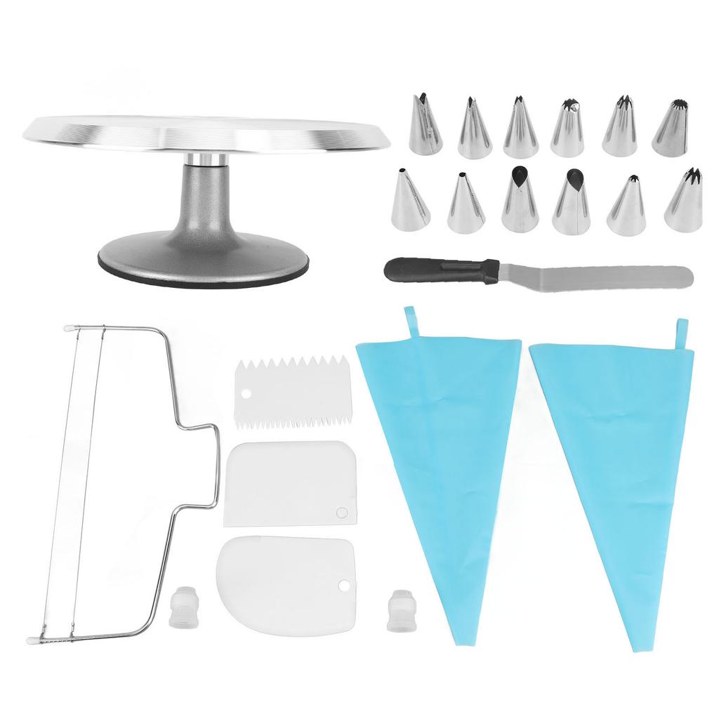 22Pcs 12 Inch Cake Turntable Cake Decorating Kit Supplies Baking Supplies with Aluminum Alloy