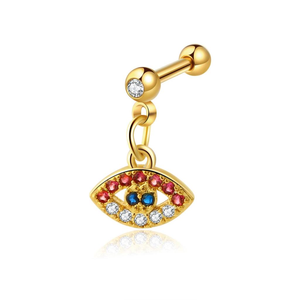 Zircon Stainless Steel Cartilage Stud Earrings - European & American Style