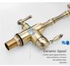 Antique Gold All-Copper 3-in-1 Kitchen Faucet: Hot/Cold Water for Sink & Vegetable Wash Basin, Splash-Proof Design