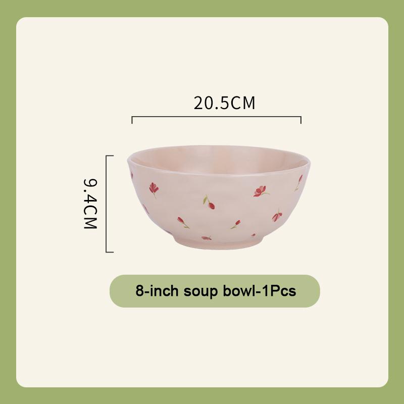 SOLECASA Ceramic Dinner Plates Soup Bowl Rice Salad Bowl Coffee Mug Floral pattern Kitchen Dinnerware Dinner Dish Microwave safe