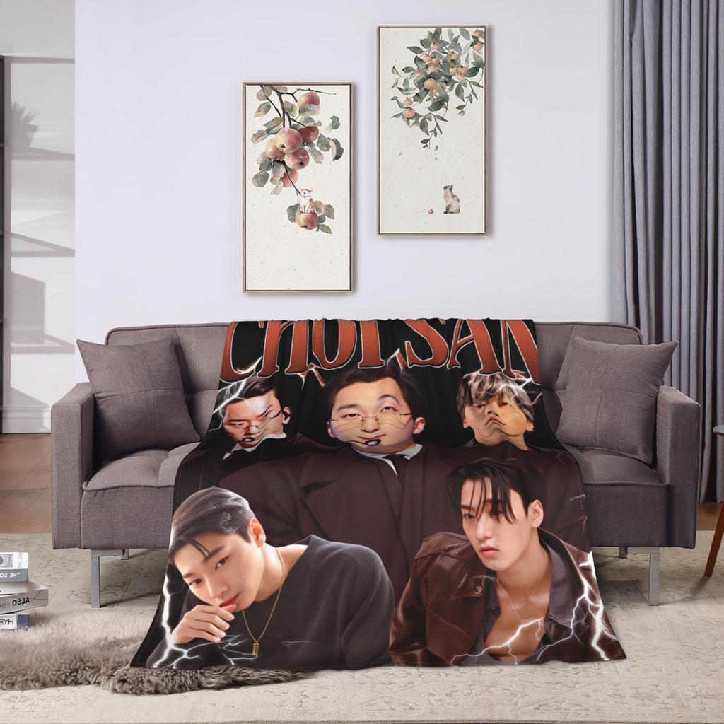 Soft Warm Blankets Camping ATEEZ Choi San Bedding Throws  Flannel Bedspread For Couch Chair Fluffy Sofa Bed Cover