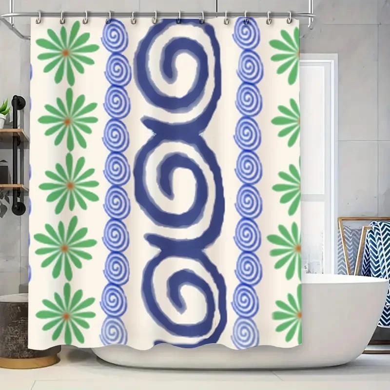 

Unique Bath Curtain Blue Flowers Green Leaves Decorative Shower Curtain Waterproof Bathroom Decoration Item 52384176096 Aliex W60H190(CM)-1 Pcs