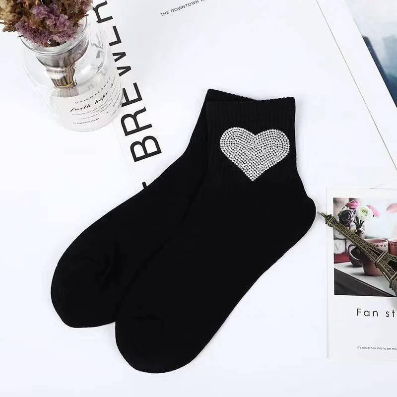 New Rhinestone Decorative Socks, Fashionable Diamond Sparkling Socks, Cute Cartoon Animal Pattern Comfortable Low Cut Socks
