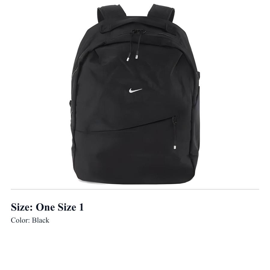 Nike Polyester Backpack Regular Unisex Black