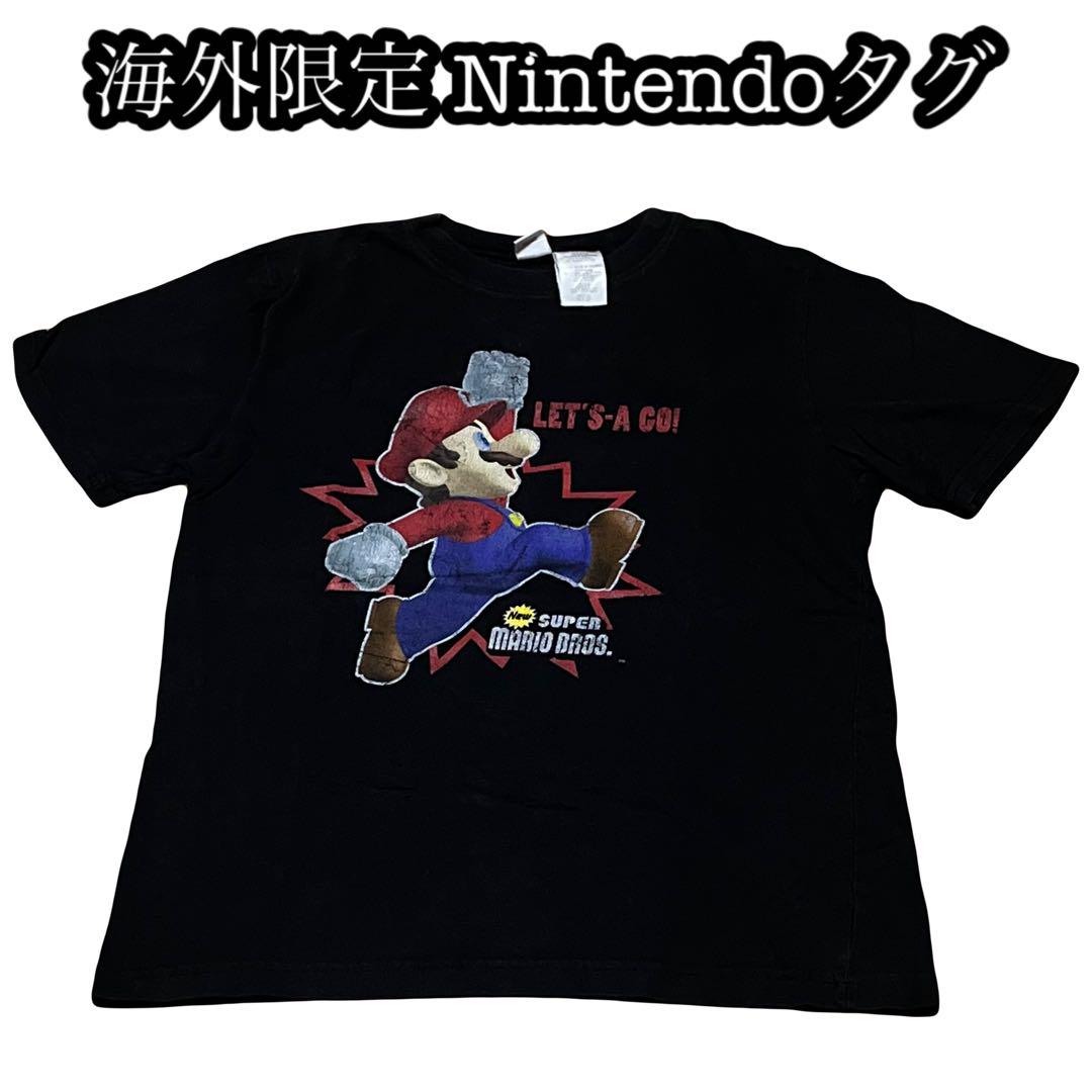 

[USED] 90s Y2K Overseas Exclusive Official Super Mario Monogram Rare T-Shirt in Black and White