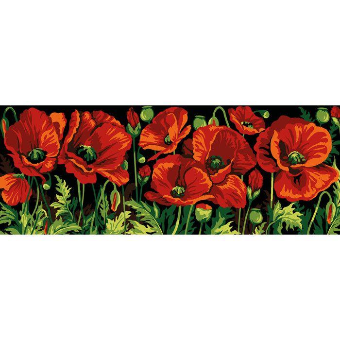 Canevas antique Coquelicots 25x60cm