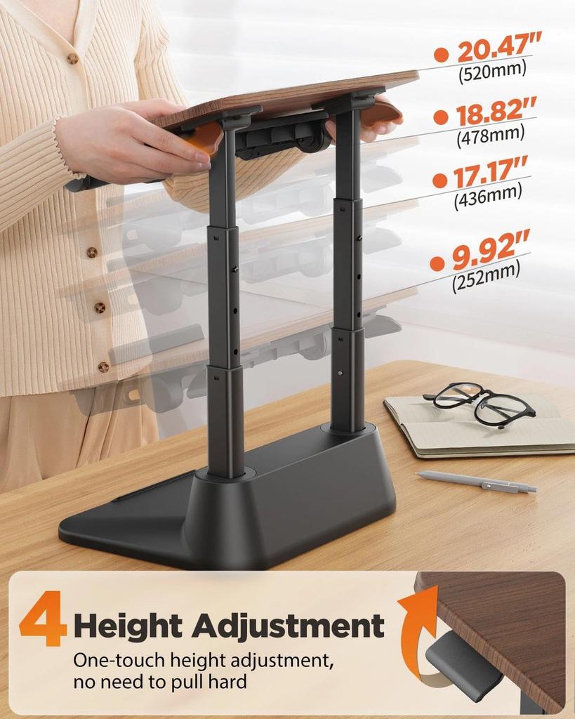 SAIJI Standing Laptop Stand for Stable Laptop Riser with Foldable Mouse 4 Height Adjustable Positions up to Improves MacBook Fits Inch Walnut Desks,