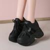Fashion 7.5CM Women Platform Sneakers Lace-up Autumn Sports Dad Shoes High Top Chunky Casual Shoes Woman Thick Bottom Mesh White Shoes