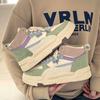 High-Top Board Shoe Women's  Autumn and Winter New Rubber Soft Bottom Leather Color Matching Fashion Women's Casual Sneaker Mixed Batch