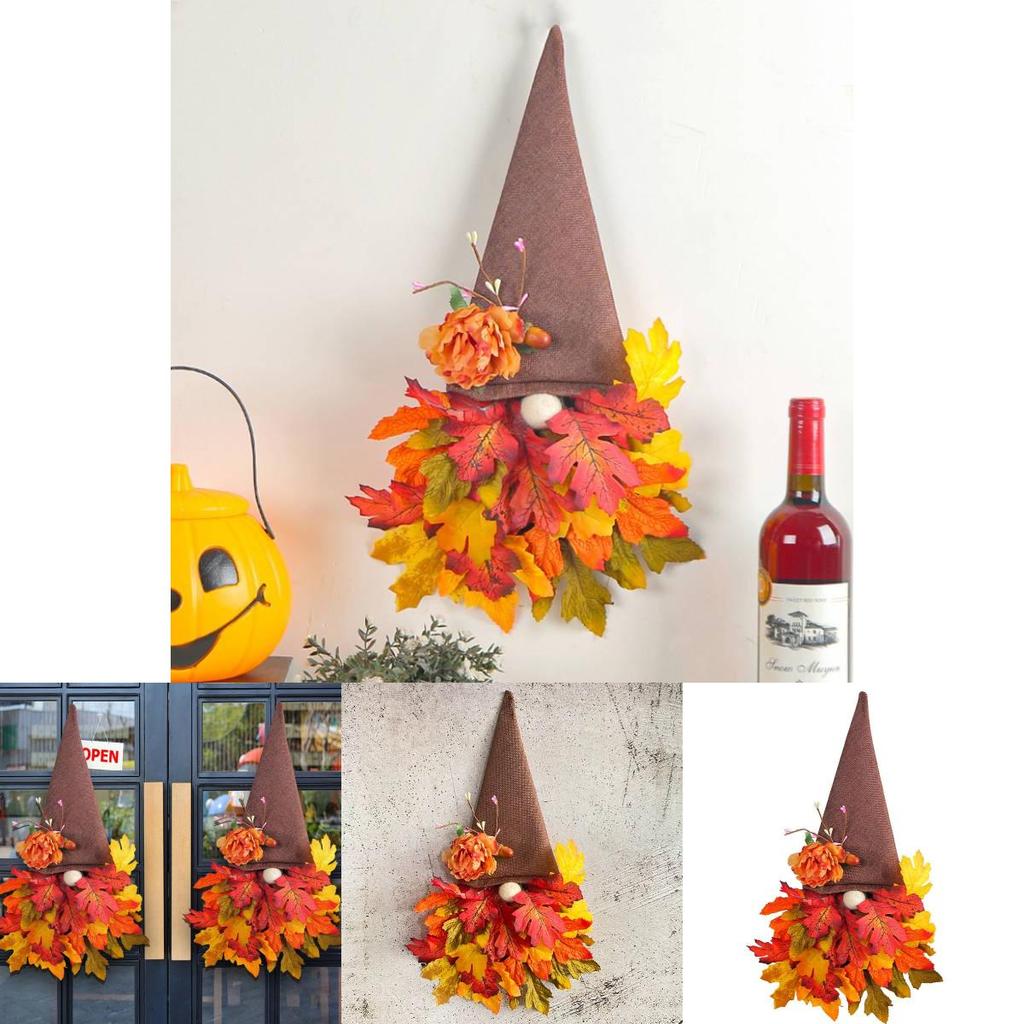 Feiertags-Türhänger mit Ahornblatt-Hut für Thanksgiving-Dekoration und Foto-Requisiten