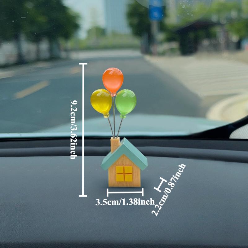 1pc Cartoon Resin Balloon House Design Decoration Car Ornament Accessories Car Dashboard Rearview Mirror Animal Ornaments