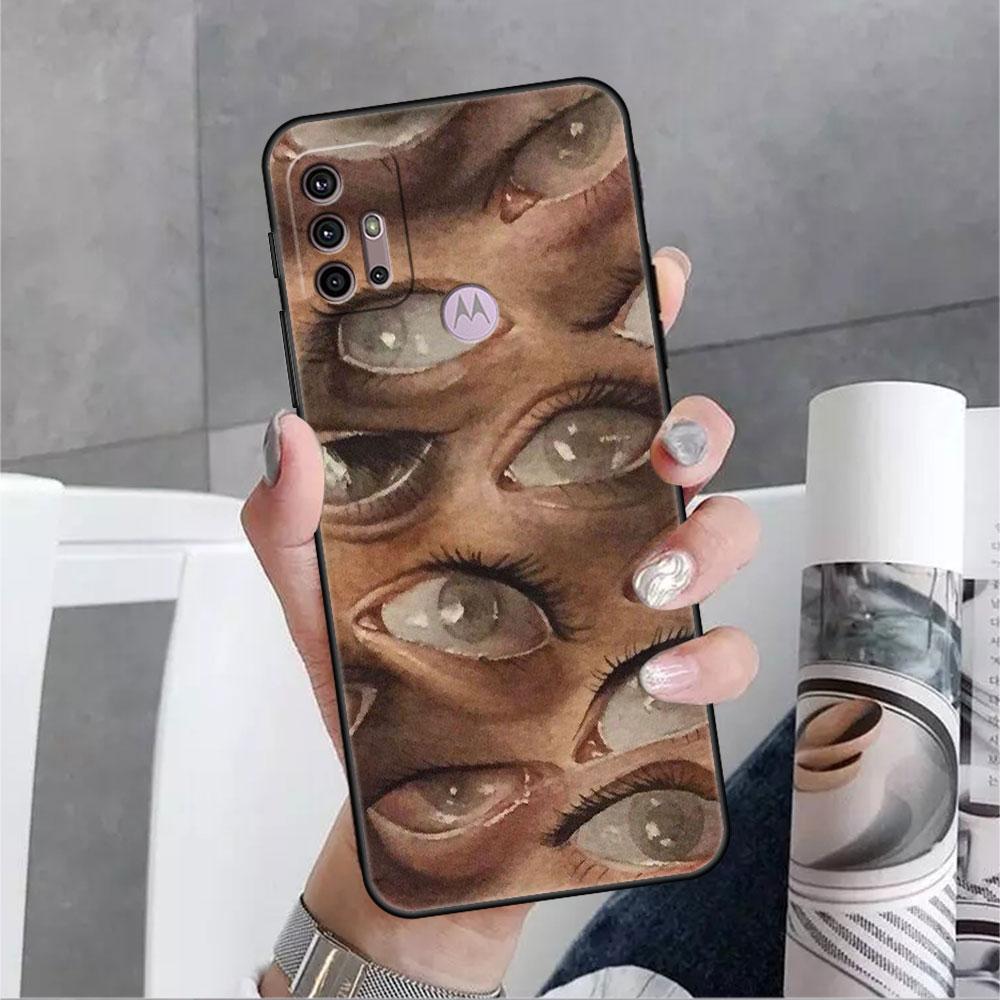 Scary Face Eyes Smiley Case For Motorola G30 G9 Play G82 G52 G60 G8 G9 Power G50 One Fusion Edge 30 20 Black Soft Phone Capas