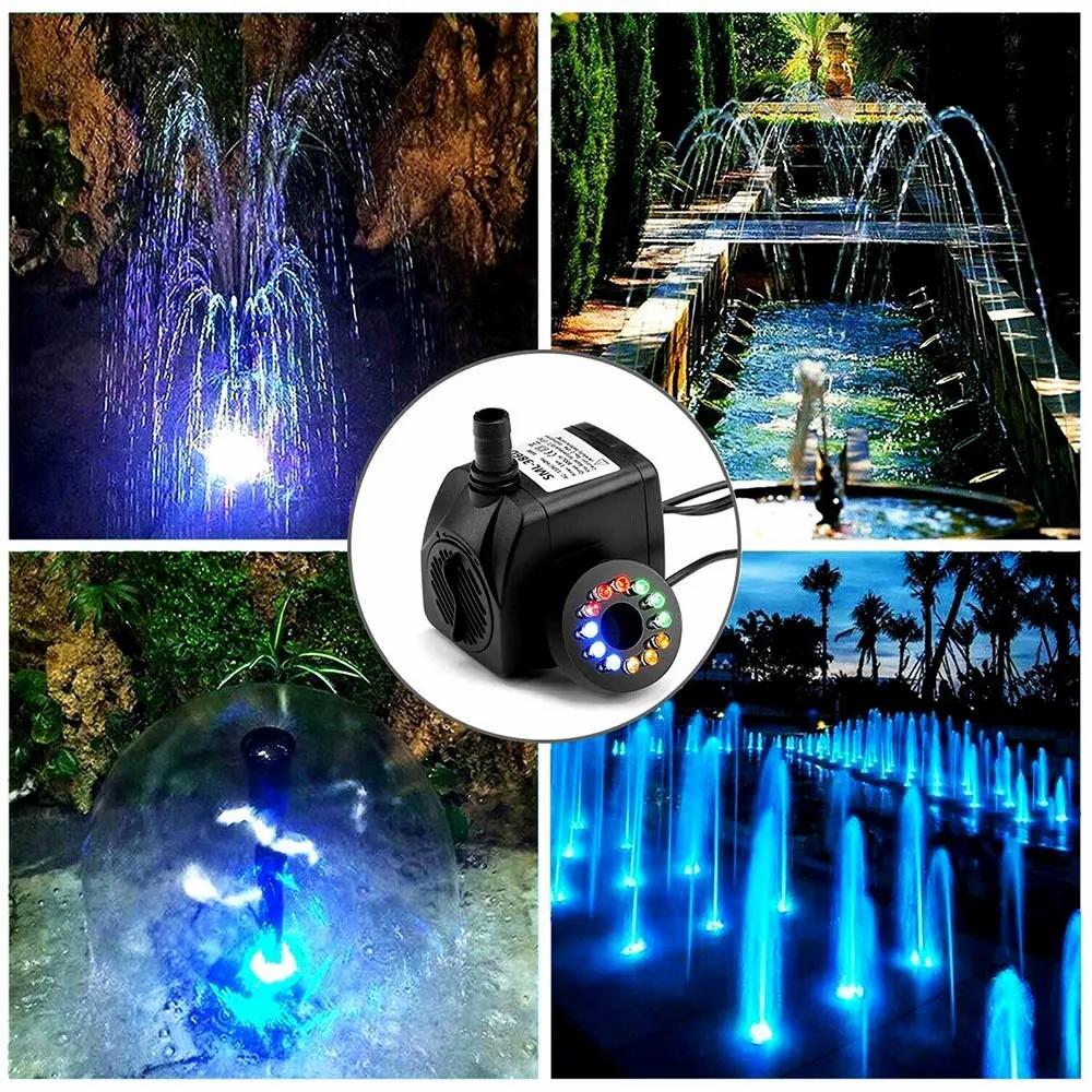 D5 Submersible Water Pump With 12 Led 15w Underwater Lights Noise Reduction Fountain Swimming Pool Pond Tank Electric Water Pump