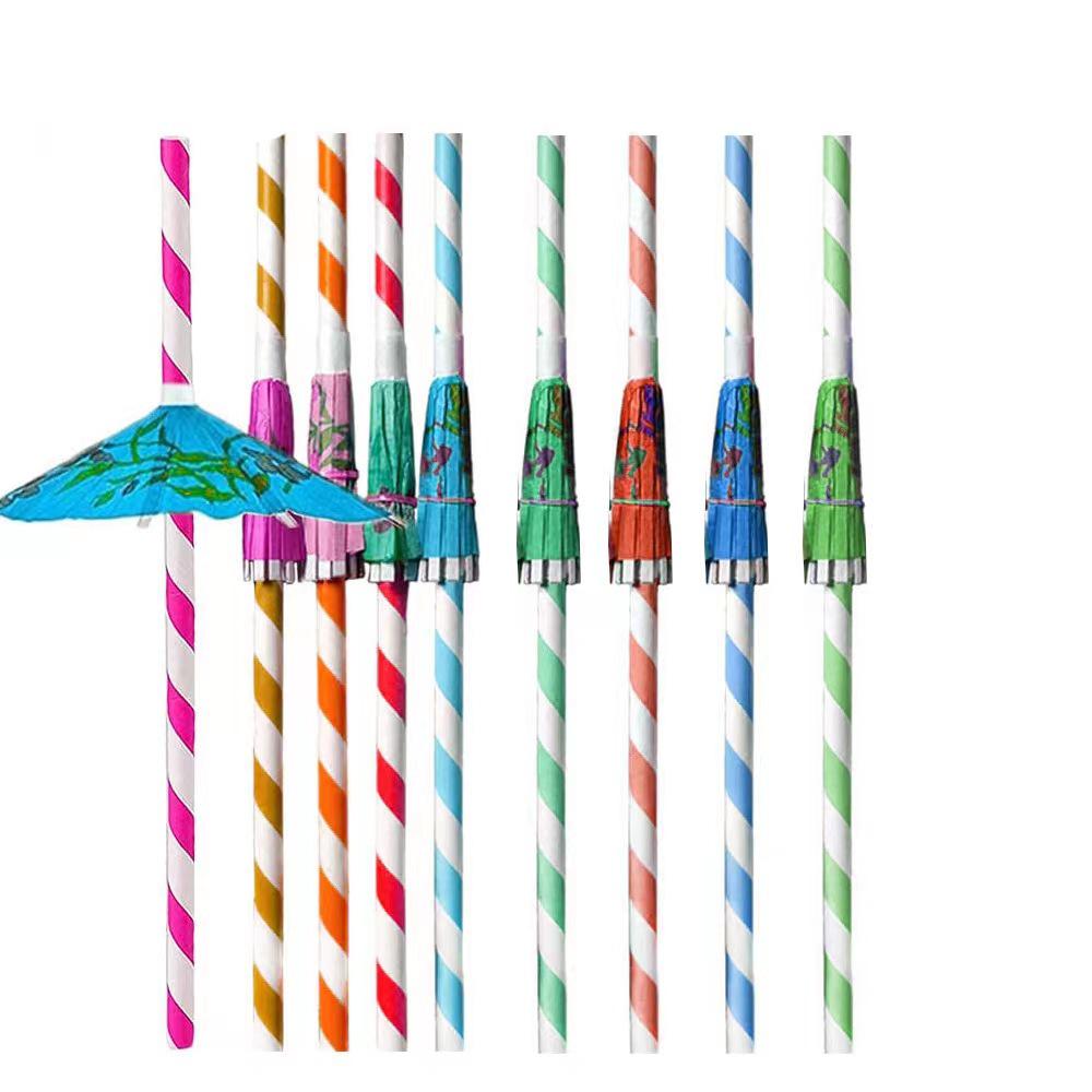 Hawaiian Party Set: 3D Honeycomb Fruit Straws, Umbrella Picks, Pineapple & Watermelon Decorations