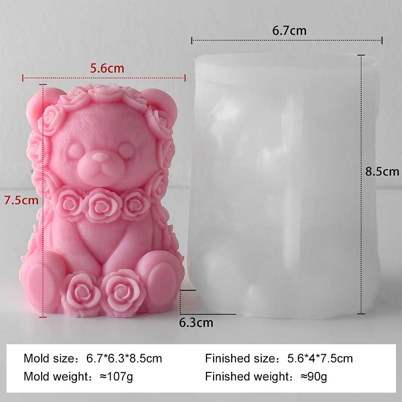 DIY Valentine's Day Rose Bear Silicone Mold Handmade Gift Scented Candle Gypsum Resin Mould Wedding Decor Candle Making Supplies