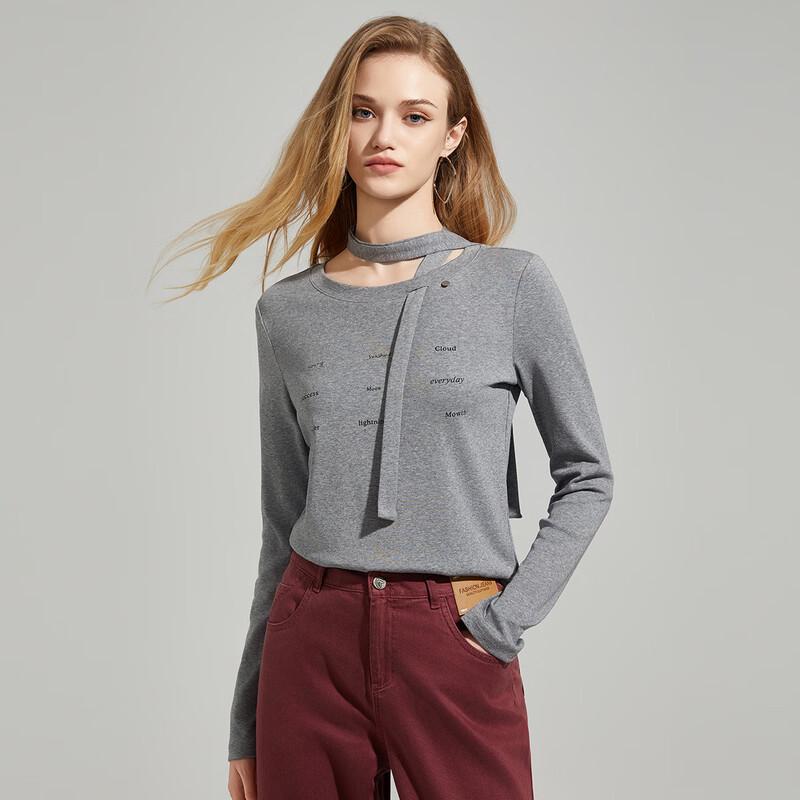 

Женская стильная футболка с длинным рукавом и круглым вырезом M