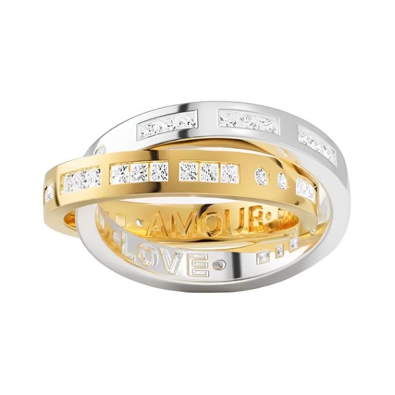 APM Monaco Morse Code Double Ring 925 Silver Ring Women s Silver/Gold A21520XRH серебряный