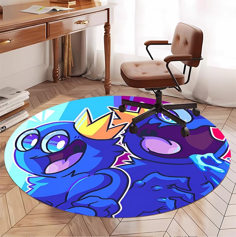 Game Rainbow Friends Pattern Round Rug, Indoor/Outdoor Mat, for Picnic, Gameroom, Bedroom, Office, Living Room, Home Decor Carpet, Birthday Gift