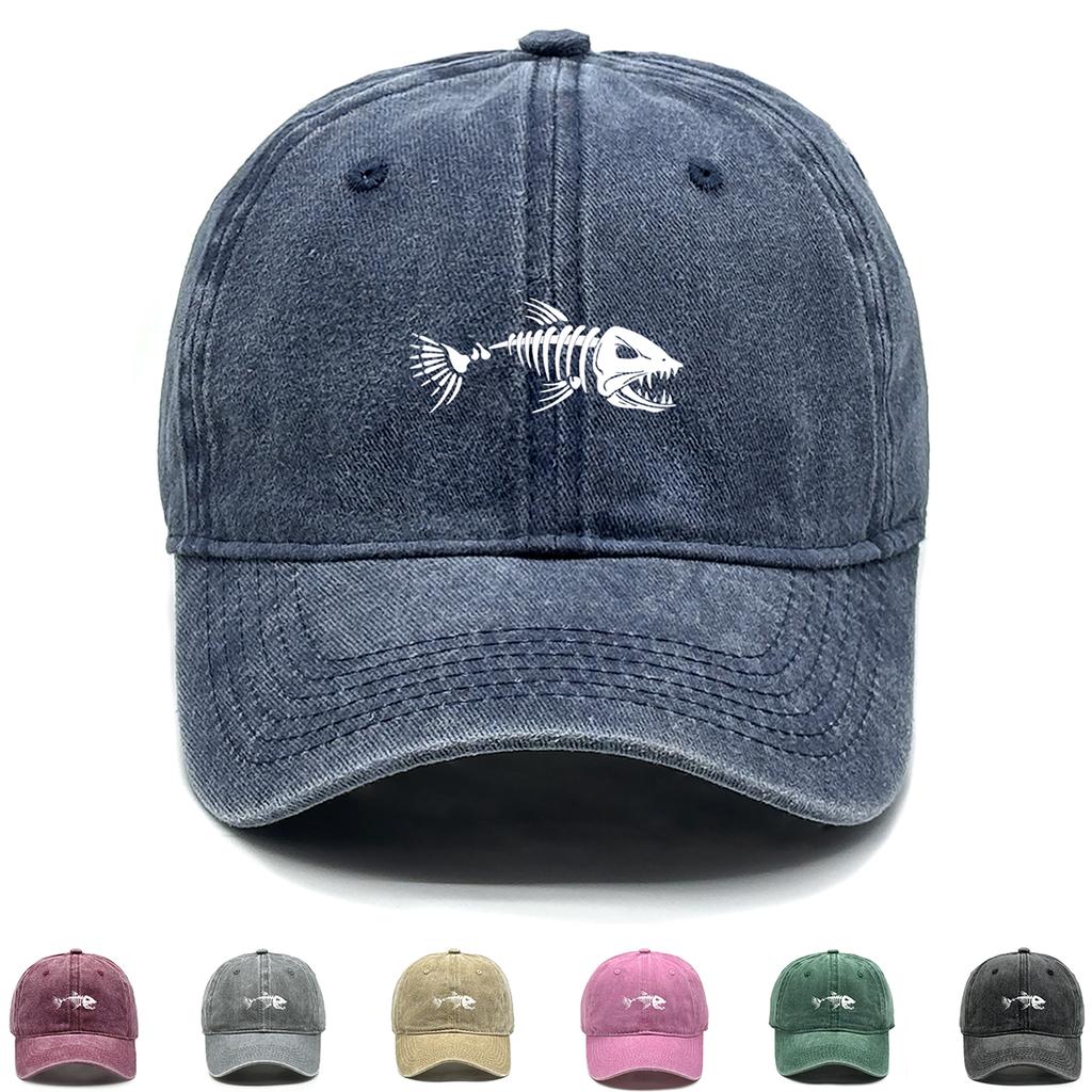 Weißer Fischgräten-Print Verstellbare Retro-Baseballkappe Damenmütze Used-Look Mode Snapback-Kappen Ideale Wahl für Damen & Herren