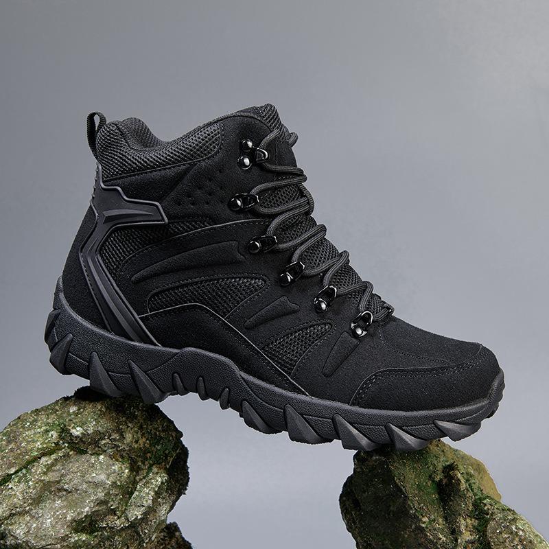 Men's Tactical Khaki High Top Boots, Lightweight and Breathable Outdoor Hiking Shoes, Non Slip Soles, Suitable for Hiking