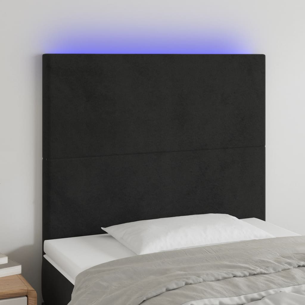 Vidaxl Testata per Letto con LED, Nera, 90X5X118/128 Cm, Velluto