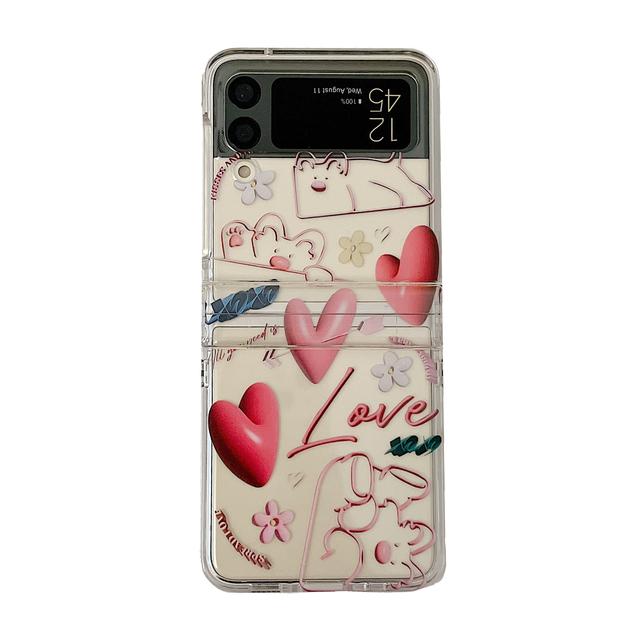 For Samsung Z Flip 4 Case Cute Love Dog Transparent Folding Phone Case For Samsung Z Flip 3 5g Flip4 Shockproof Hard Back Cover