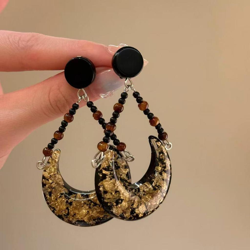 Silver Needle Tiger Eye Asymmetric Stud Earrings - Retro, Versatile & Luxurious High-End Accessory