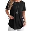 Spring Summer Solid Color T-shirt, Elegant Back Button Design, Casual Top for Women, European American Fashion Casual Wear