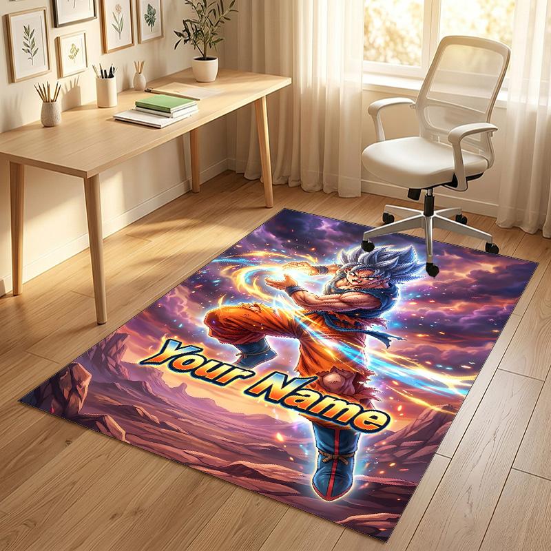Personalized Crystal Velvet Carpet,Dragon Ball Custom Printed Name, Plush Area Rug For Home Indoor Decor