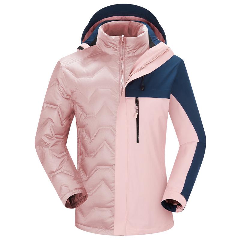 Women's Water-Repellent 3-in-1 Detachable Down Hooded Jacket - Autumn/Winter Mountaineering Top.