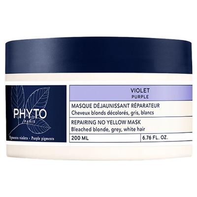 Phyto Violett Entgilbende Reparaturmaske - Blondes Entfärbtes Grau Weißes Haar - Tiegel 200 ml