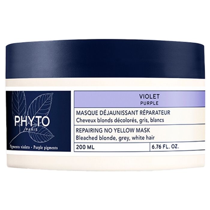 Phyto Violet Masque Déjaunissant Réparateur - Cheveux Blonds Décolorés Gris Blancs - Pot 200 Ml