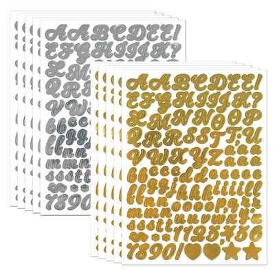 Letter Sticker 0.5 Inch Handwritten Gold and Silver Piggy Bank Gift Stationery Pen Holder Matching Handbook Waterproof Letter Sticker