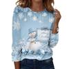 Women's Fashion Christmas Print Neck Long Sleeve Pullover Top for Holiday Wear