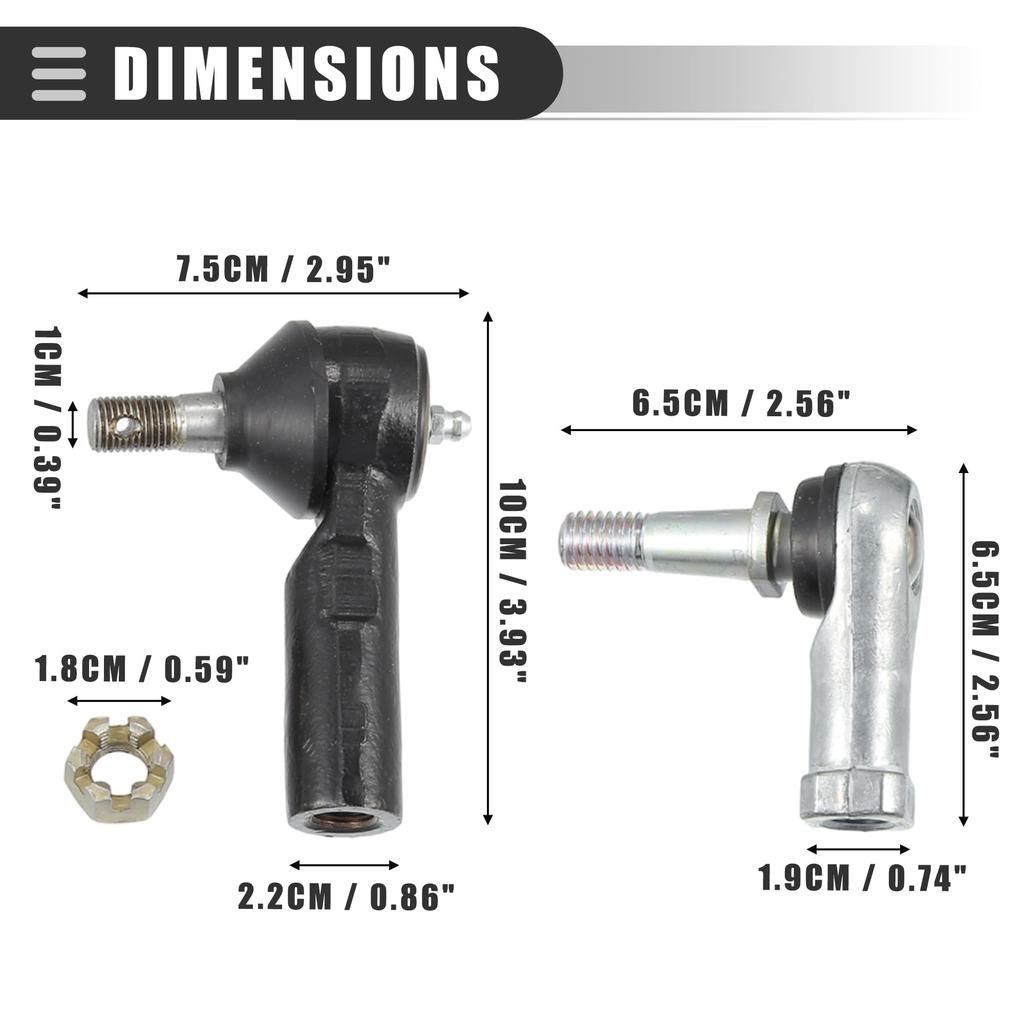 Motoforti Tie Rod End Ball Joint Kit Assembly Compatible with EZGO TXT Golf Carts, Metal, Black, 3 Pieces