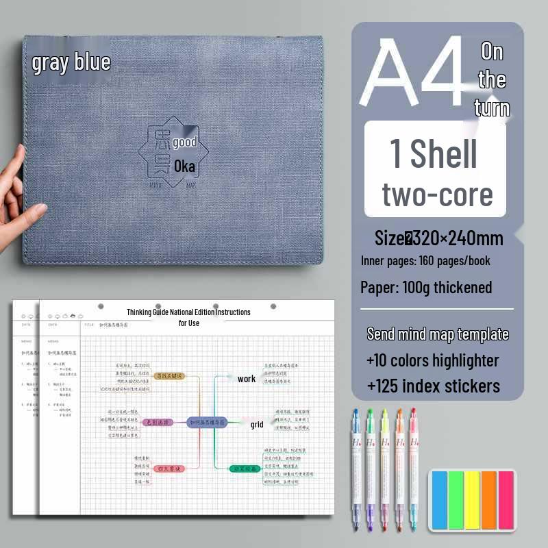 Large A4 Grid Softcover Mind Map Notebook for Exams