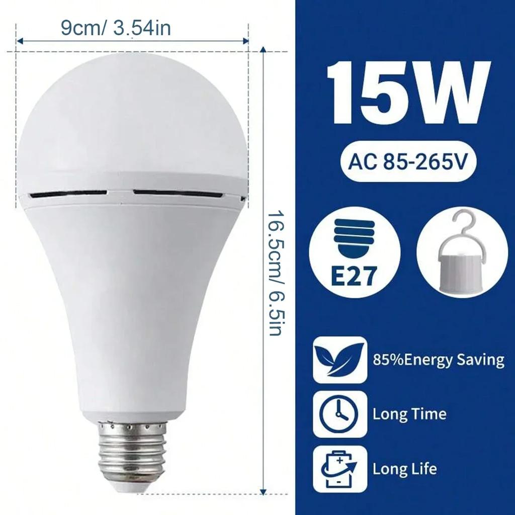 LED Rechargeable Bulb Light E27 9W/15W 1500mAh Emergency Bulb 85-265V for Home Power Outdoor Camping Failure Porch Garden Lamp