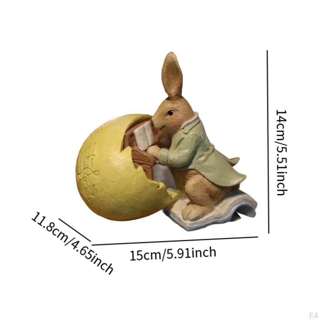 Bunny Figurine with Easter Eggs for Decorative Accent and Gift