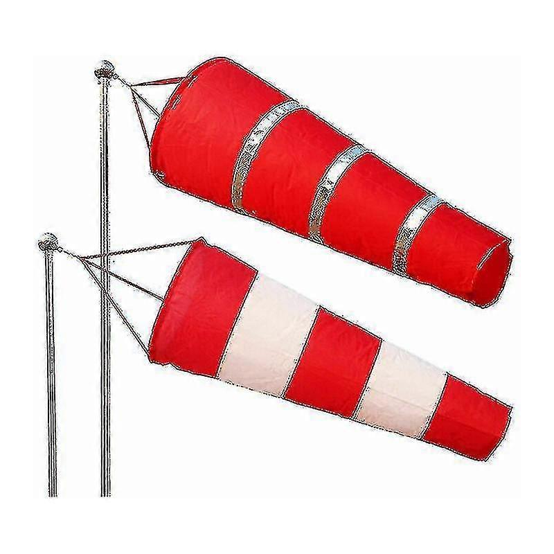 Outdoor Windsock, Wind Direction Indicator In Red And White 150x30x15cm. Suspension Swivel, Weatherproof, Wind Direction Indicator - Shang Jue
