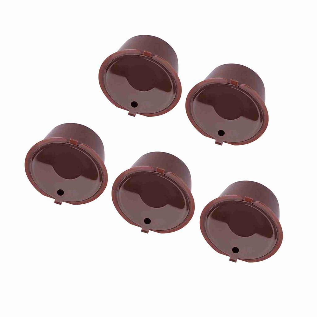 5Pcs Food Grade Pp   304 Stainless Steel Reusable Refillable Coffee Capsule Filter with Spoon