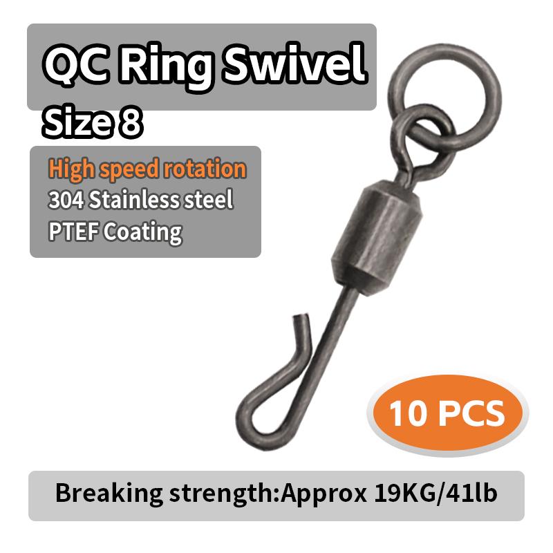 10pcs Carp Fishing Accessories Swivel 304 Stalnless Steel PTEF Coating High Speed Rotation For Carp Fishing Hair Chod Rig Tackle