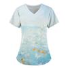 Women's T-shirt V-neck Nurse Uniform Commuting Comfortable Short Sleeved Butterfly Printed T-shirt for Women