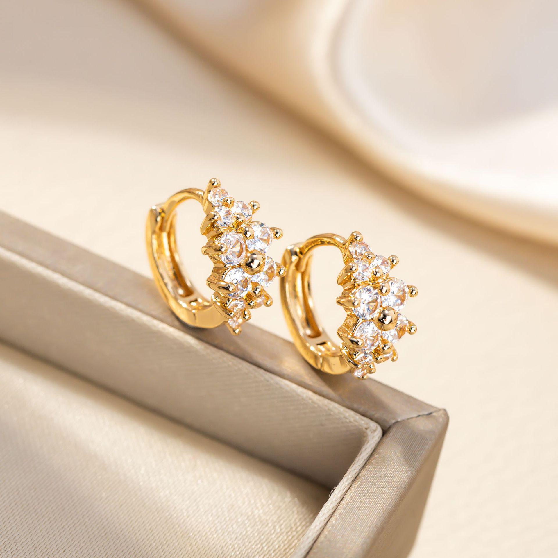 2024 Trendy Cross Inlaid Diamond Earrings: Stylish High-End Ear Studs  Hoops
