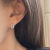 Geometric Oval Huggies Dainty Zirconia Stud Earrings for Women Sterling Silver Minimalist Sparkle Hoops Hypoallergenic Gift