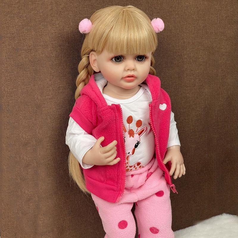 Realistic Reborn Baby Girl Dolls Betty Raya Pasted Wig Hair Simulation Doll 55cm Full Silicone Body Bathing 22 Inch Collection Art Doll Baby Play Toys