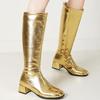Women's Knee High Boots Winter Shoes 2024 Gold Silver Low Heeled Long Boot Ladies Party Footwear Shoes Large Size 45 Waterproof
