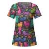 Women's T-shirt V-neck Nurse Uniform Casual and Comfortable Short Sleeved Women's Dreamy Printed T-shirt