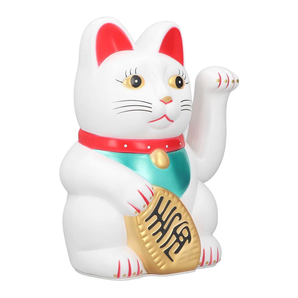 10 Zoll Winkende Glückskatze Niedliche Glückskatzenstatue Dekoration für Zuhause Schreibtisch Weiß