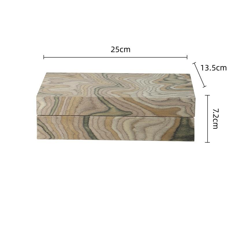 

Шкатулка для украшений с текстурой дерева Прямоугольная коробка для хранения Тарелка для украшений с абстрактным рисунком Настольный контейнер для хранения Аксессуары для домашнего декора