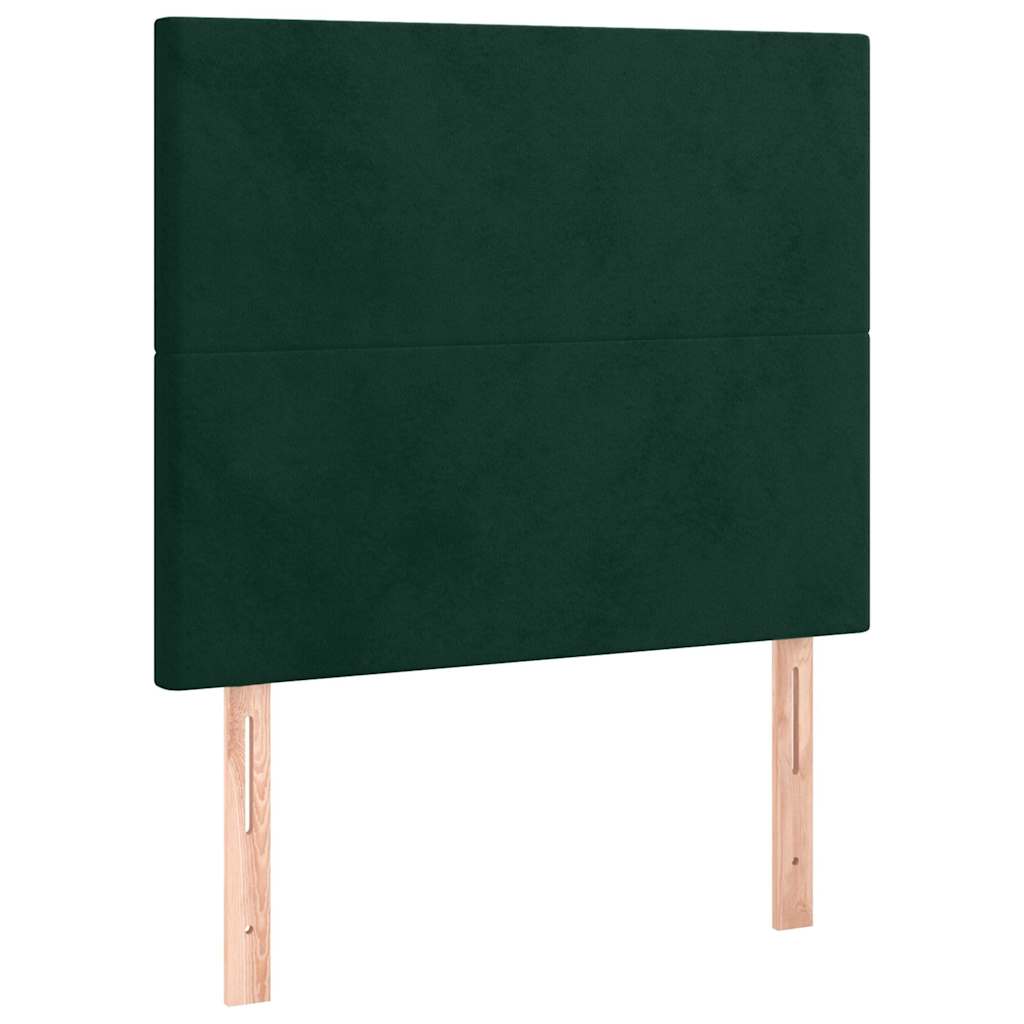 Box Spring Bed with Mattress Dark Green 90x190 cm Velvet